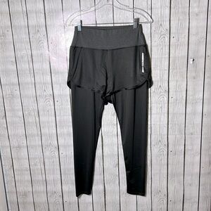 Black running Two-Piece Legging with Active Shorts